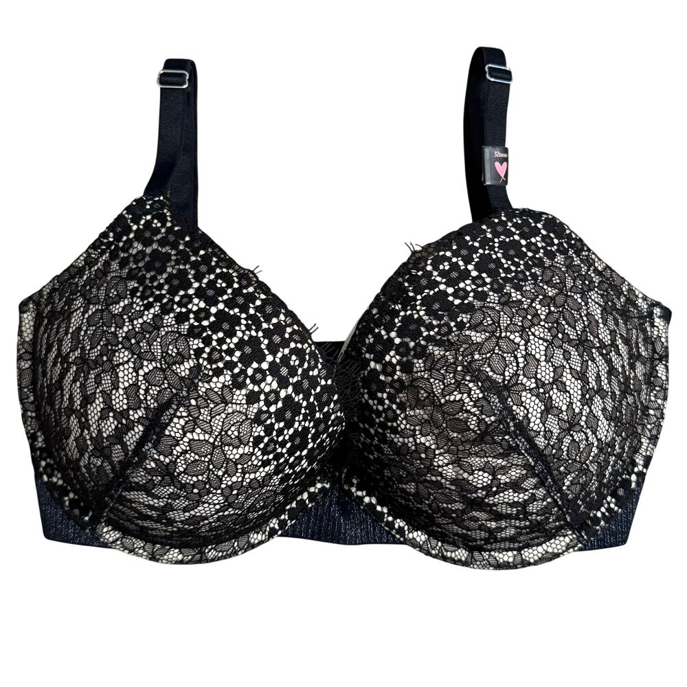 Victoria’s Secret Push Up Bra Lace Underwire Sexy Black Women’s Size 32DDD